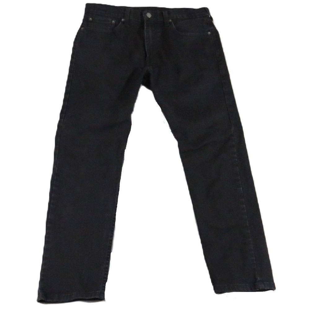 Levis 502 Regular Taper Jeans Men 33x30 Black Cotton Stretch Denim Pants Casual